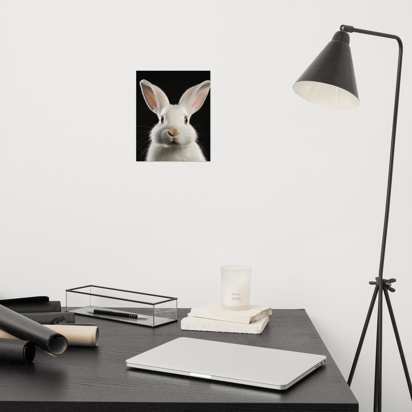 Gentle Gaze Rabbit Portrait Photorealism - Digital Artwork Loose Art Print