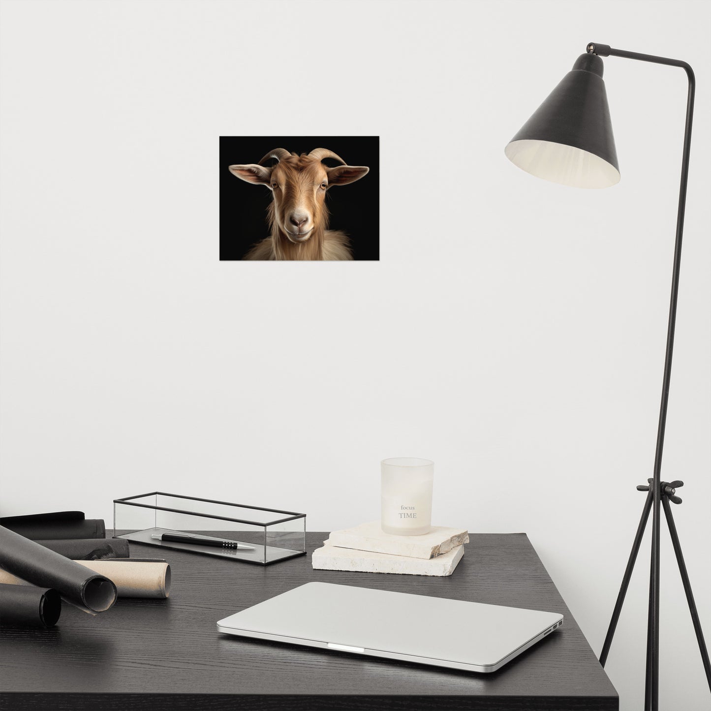 Goat Portrait Photorealism - Digital Artwork Loose Art Print