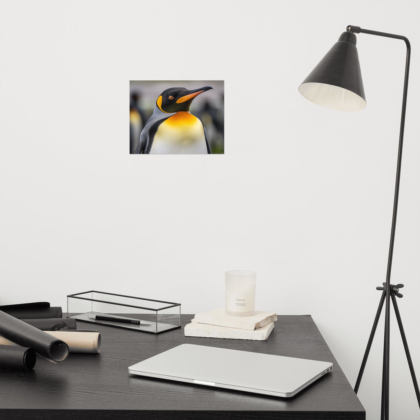 Golden Majesty Penguins Photorealism - Digital Artwork Loose Art Print