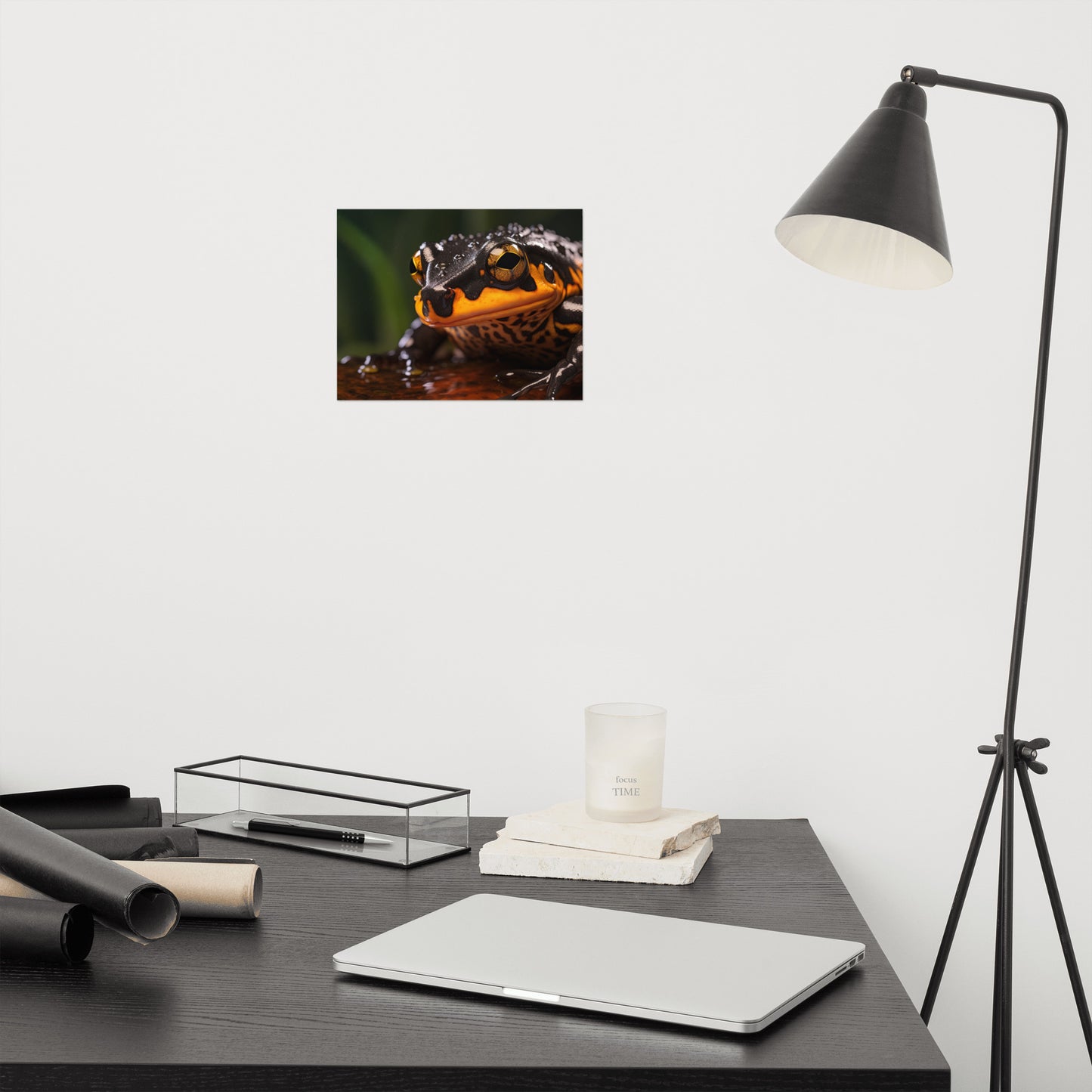 Harlequin Hue Mantella Frog Photorealism - Digital Artwork Loose Art Print