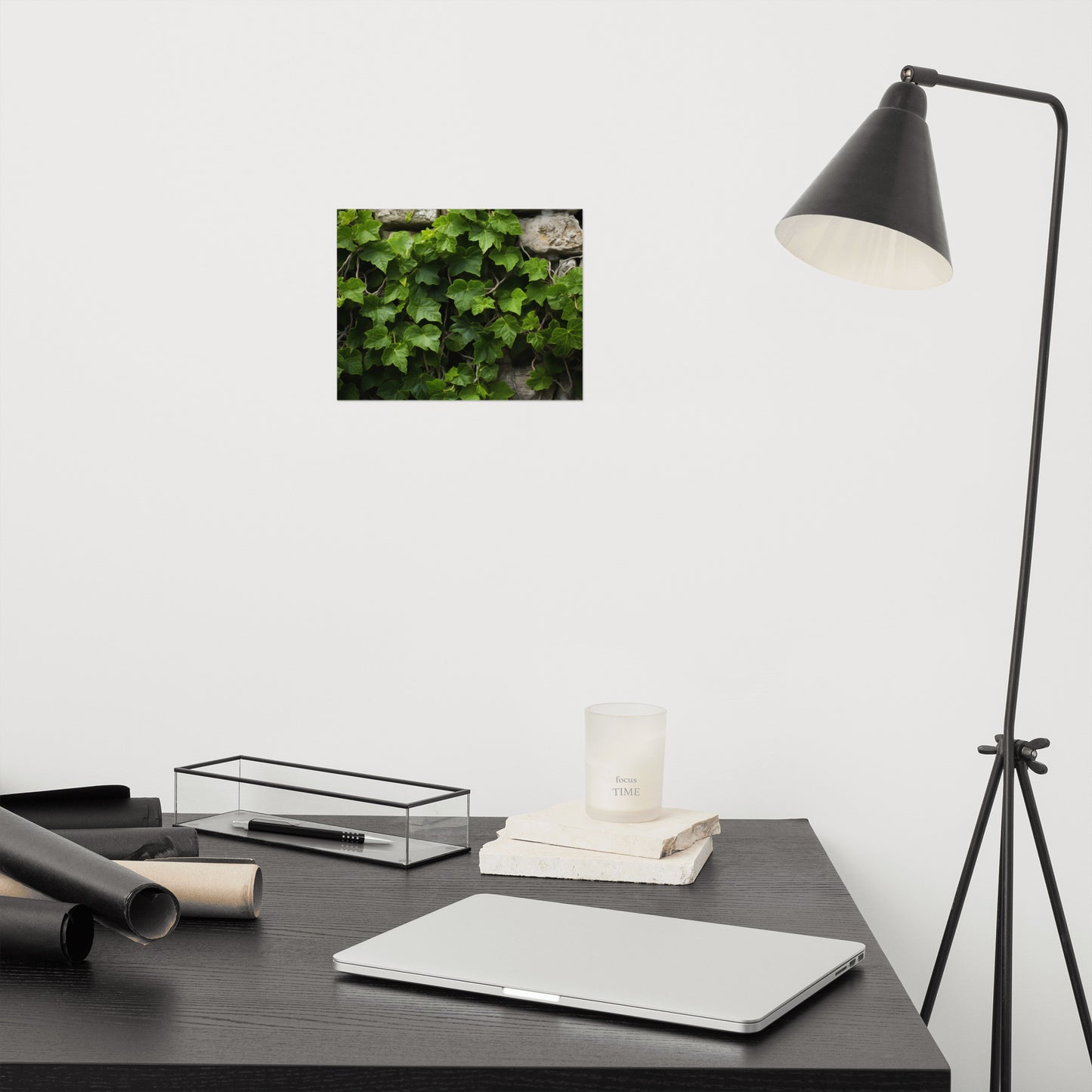 Ivy on Stone Wall Photorealism - Digital Artwork Loose Art Print