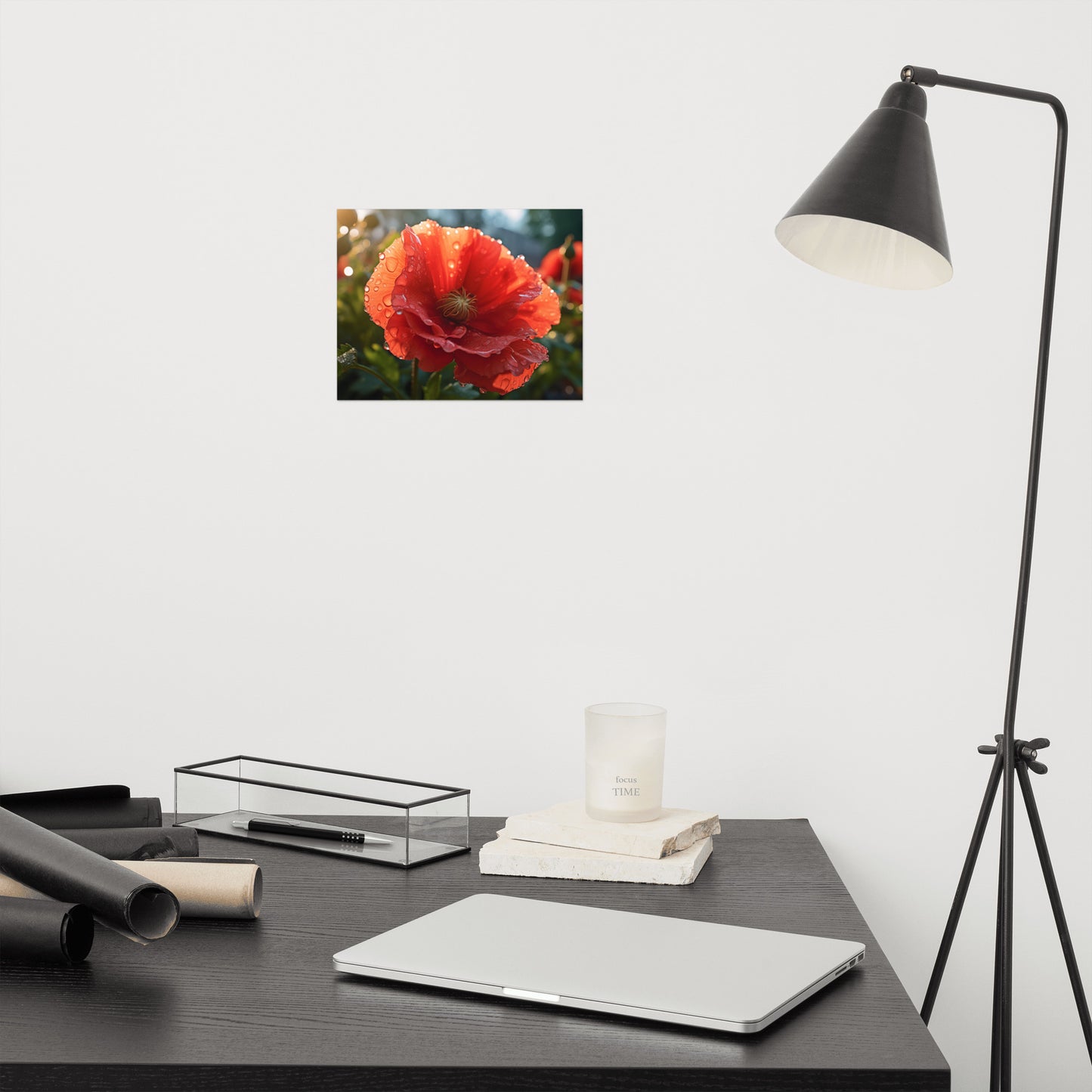 Lonely Crimson Photorealism - Digital Artwork Loose Art Print