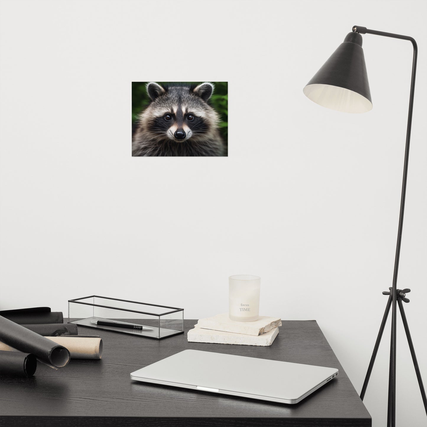 Night Prowler Raccoon Portrait Photorealism - Digital Artwork Loose Art Print