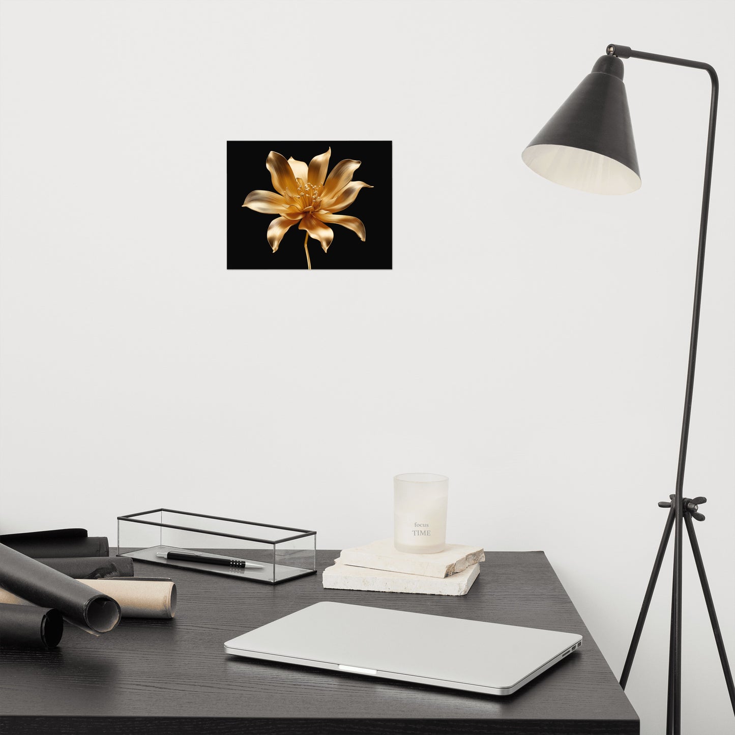 Petals of Gold Floral Gold Color Photorealism - Digital Artwork Loose Art Print