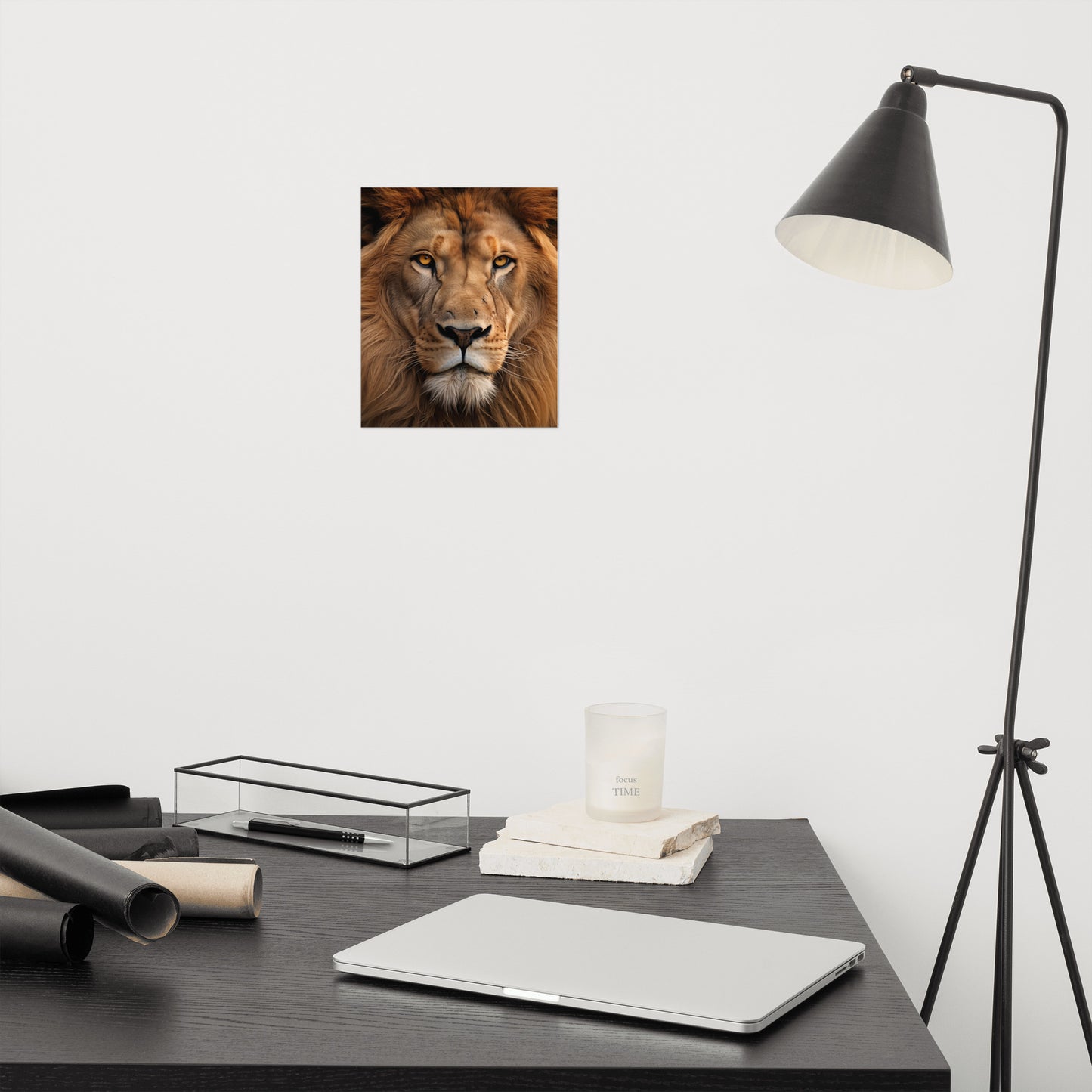 Regal Gaze Lion Photorealism - Digital Artwork Loose Art Print