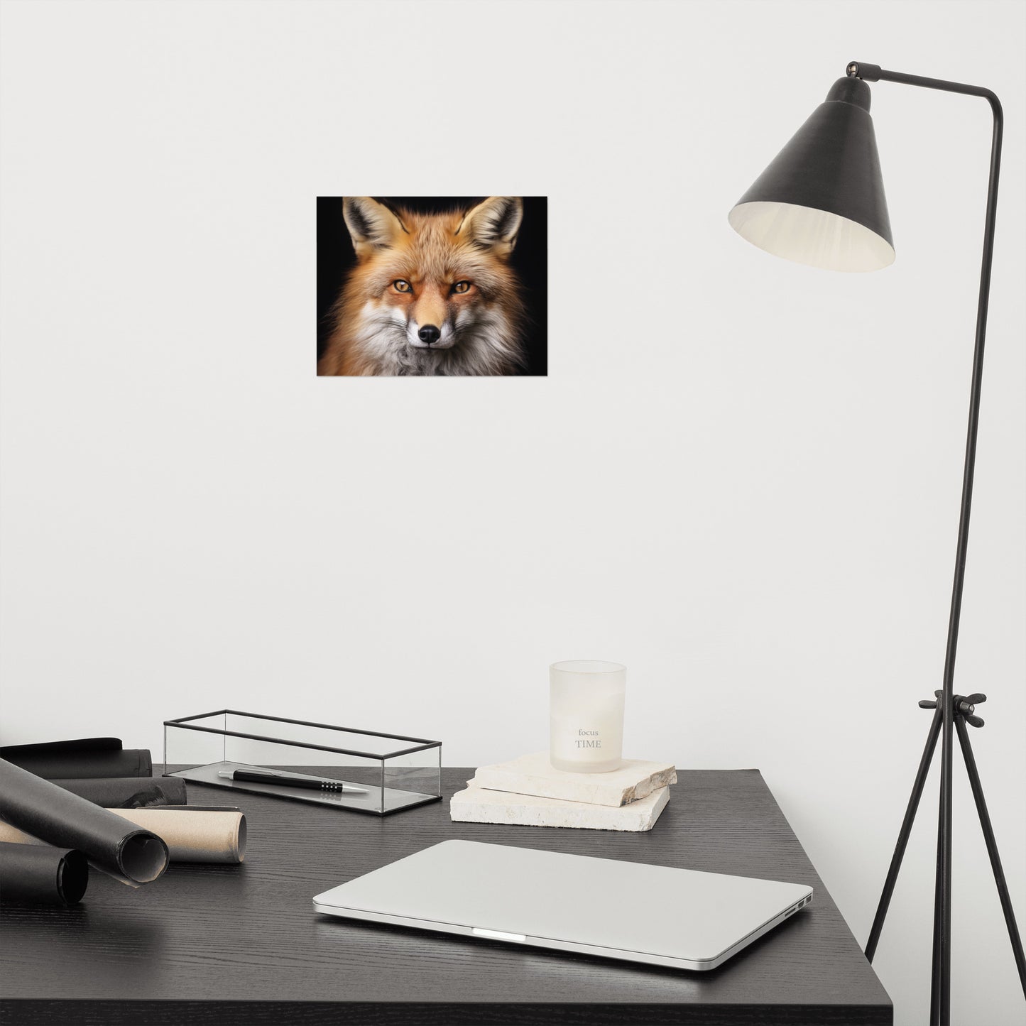 Russet Royalty Red Fox Portrait Photorealism - Digital Artwork Loose Art Print