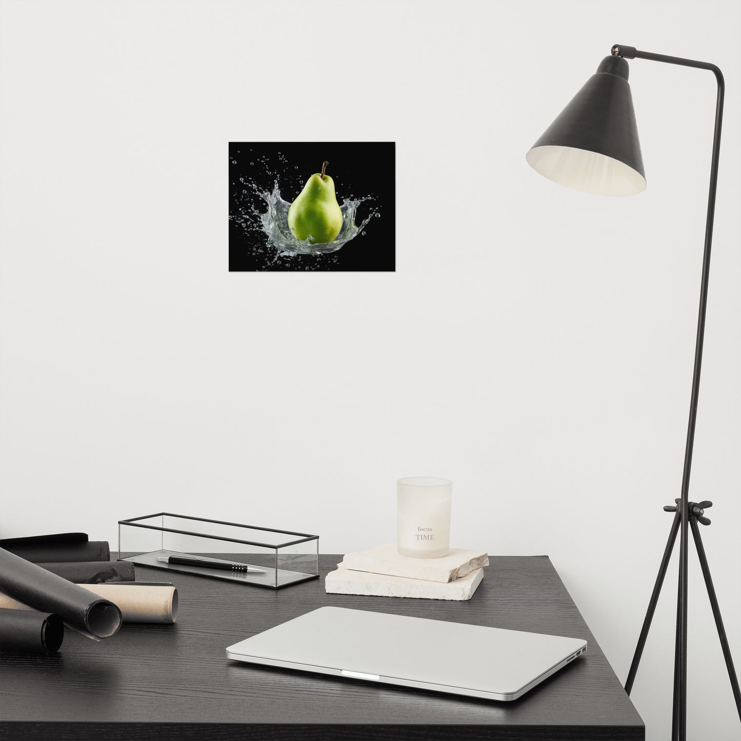 The Crisp Awakening Pear in Water Photorealism - Digital Artwork Loose Art Print