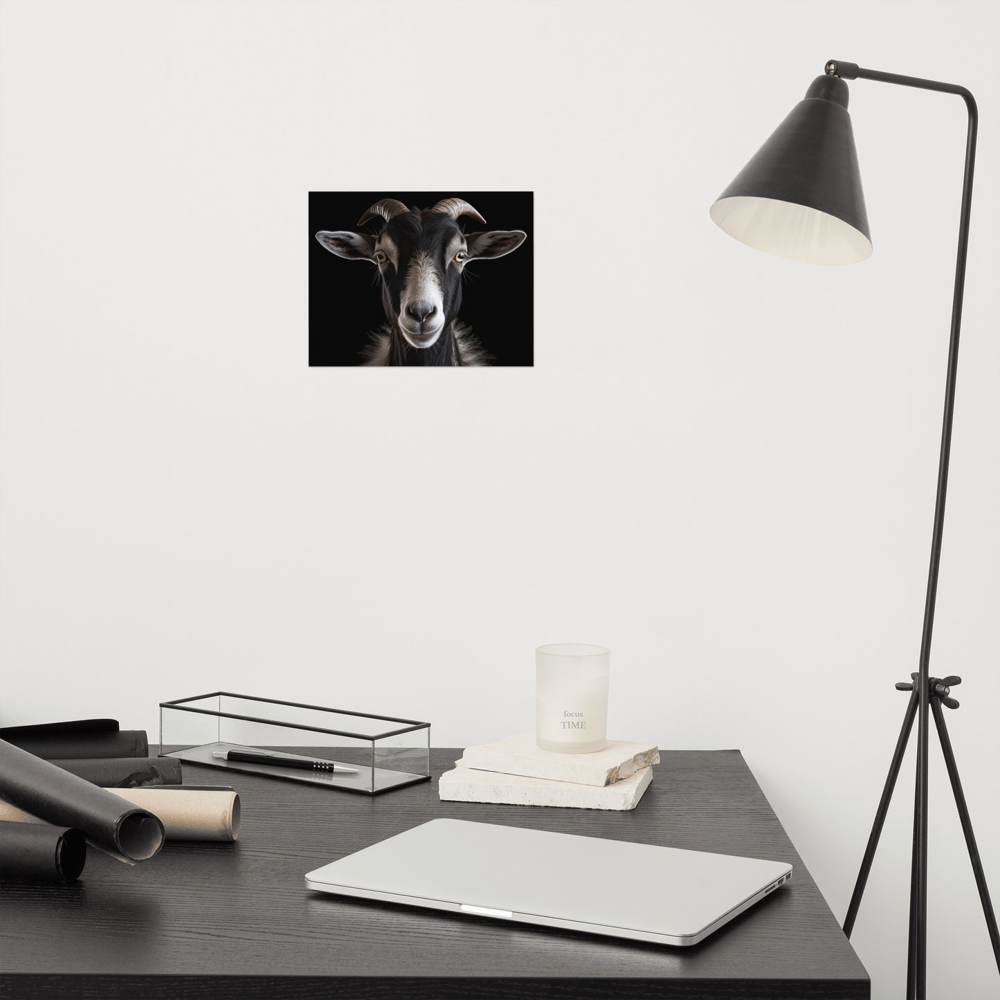 The Gaze Goat Portrait Photorealism - Digital Artwork Loose Art Print