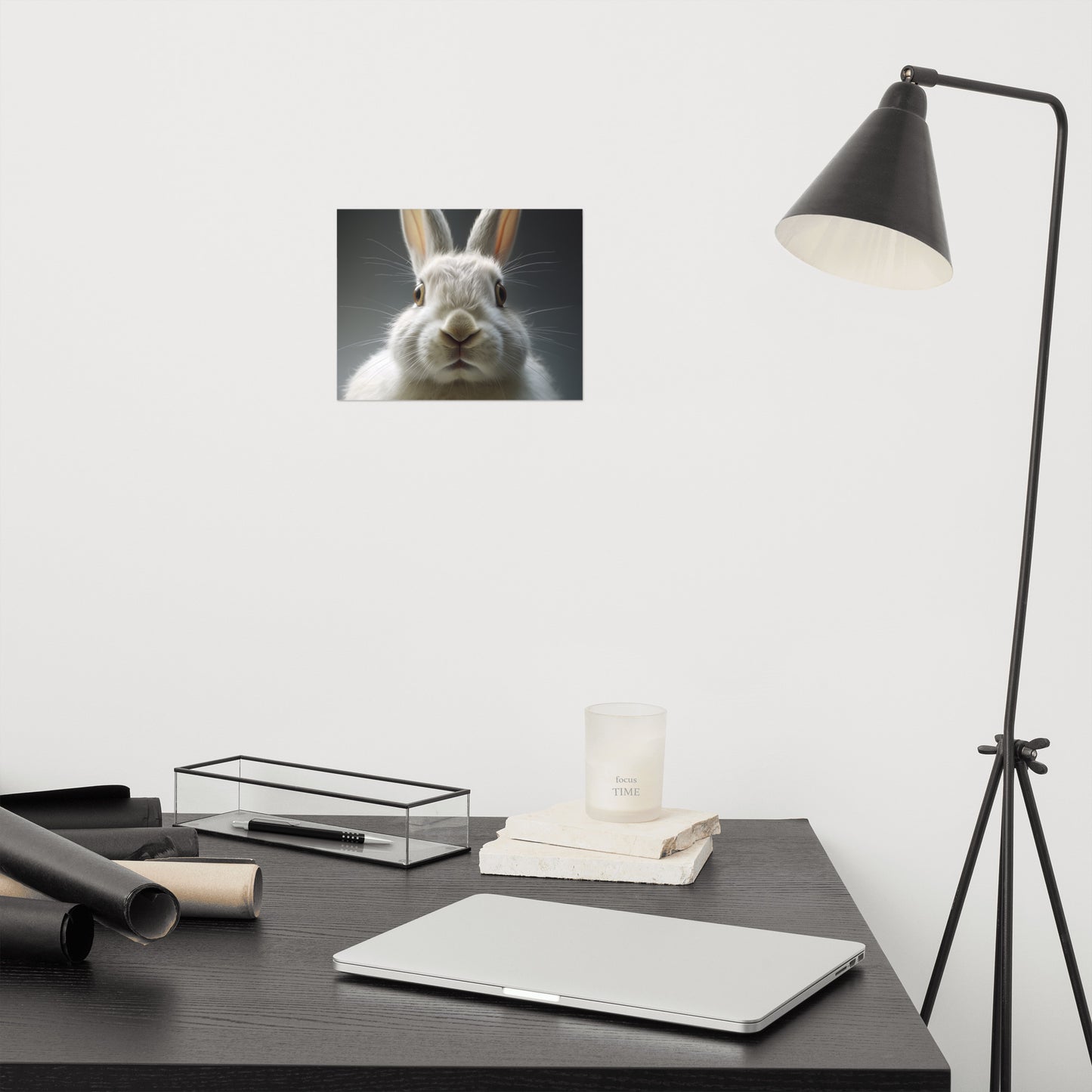 The Inquisitive Hare Rabbit Portrait Photorealism - Digital Artwork Loose Art Print