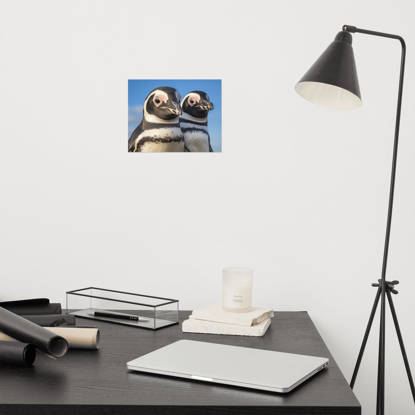 Together Forever Penguins Photorealism - Digital Artwork Loose Art Print