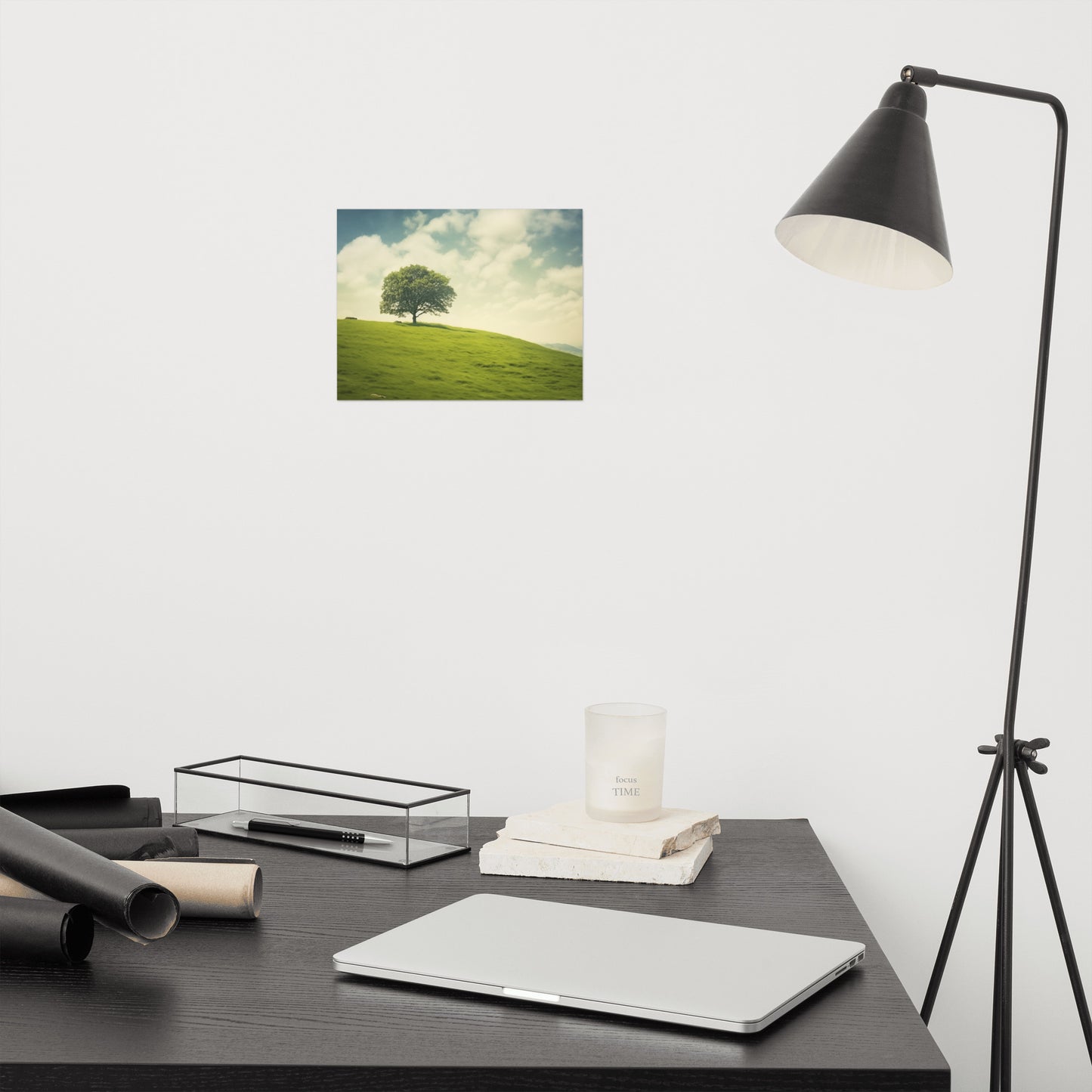 Tranquil Solitude Minimal Botanical Retro Subdued Photorealism - Digital Artwork Loose Art Print