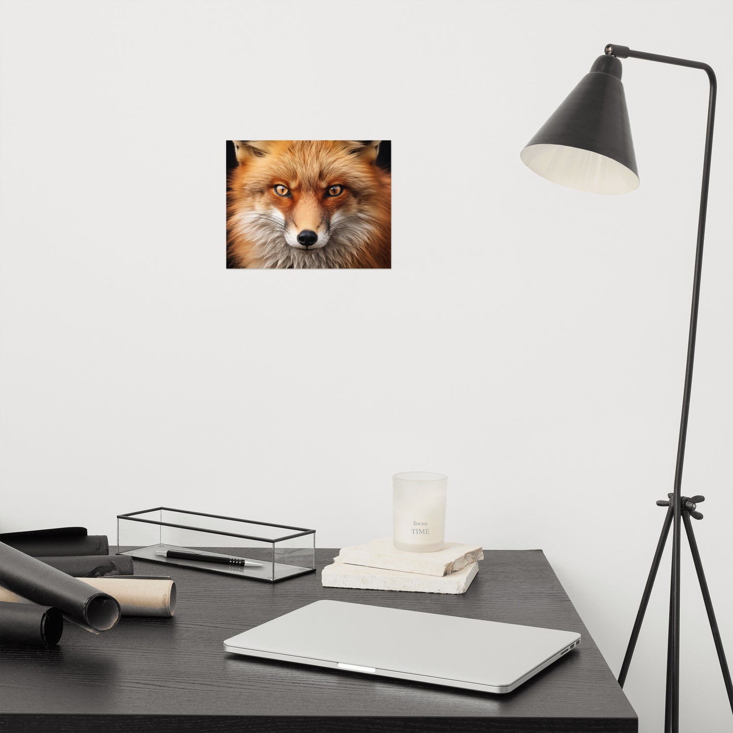 Wildfire Eyes Red Fox Portrait Photorealism - Digital Artwork Loose Art Print