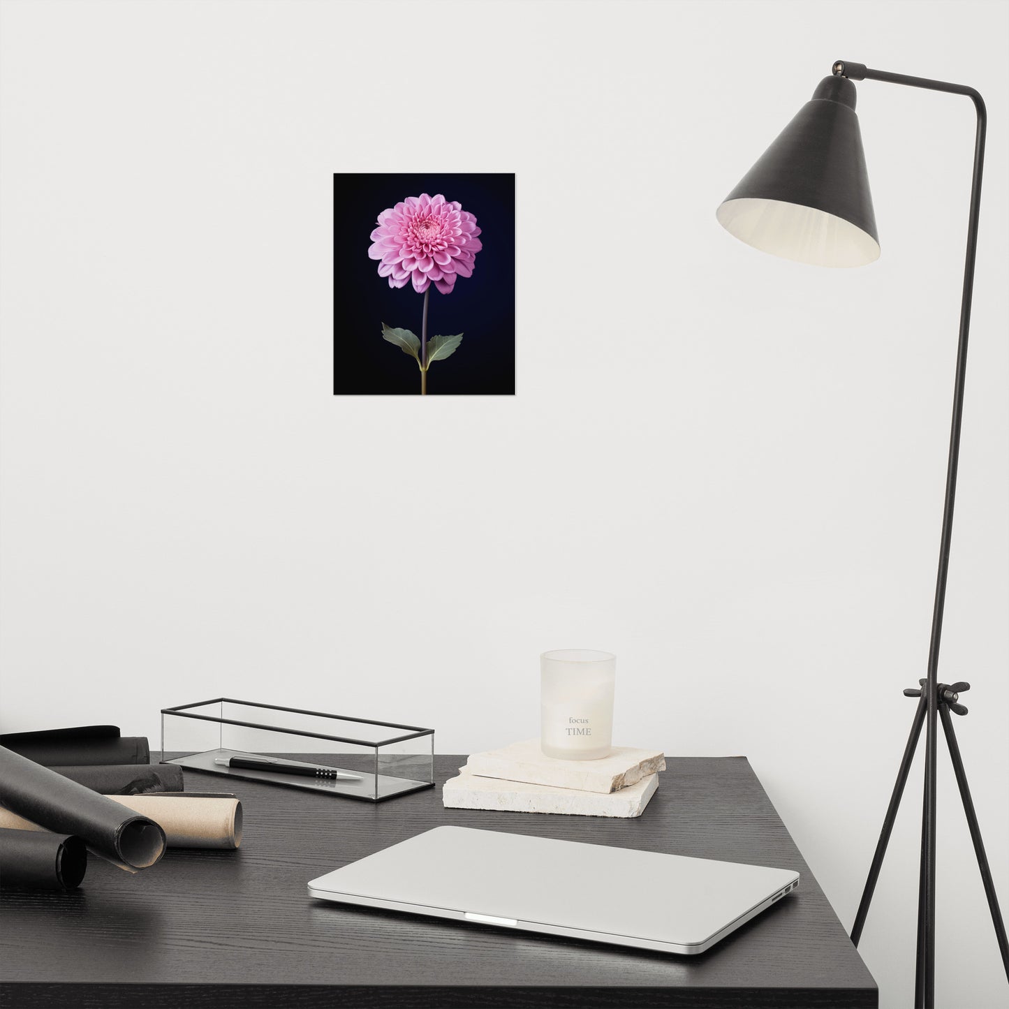 Soft Serenity Single Pink Flower Photorealistic Painting Digital Artwork Loose Art Print