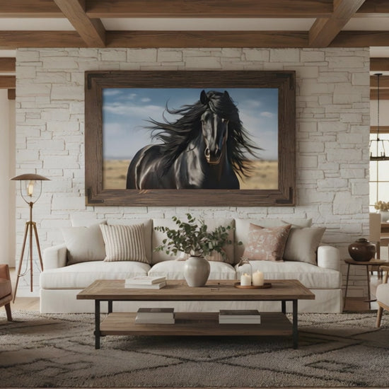 Ebony Flow - Minimal Horse Photorealism - Digital Artwork Equestrian Art