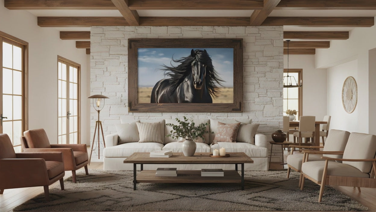 Ebony Flow - Minimal Horse Photorealism - Digital Artwork Equestrian Art