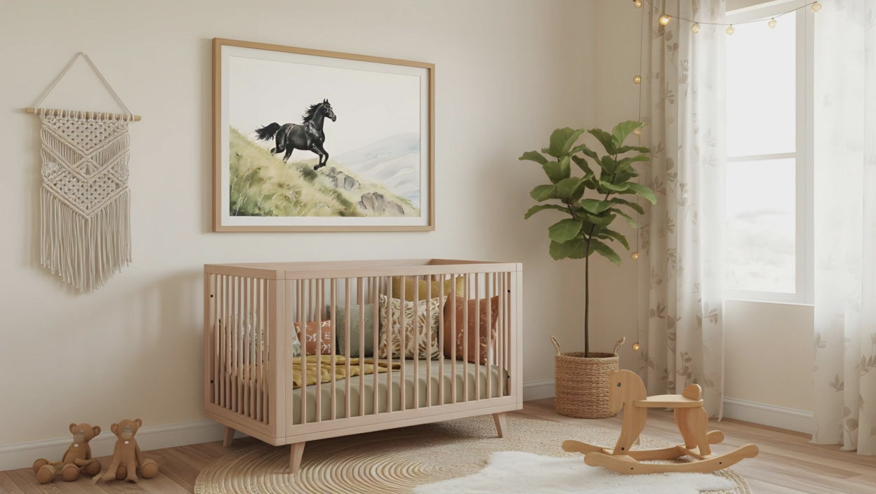 Wild at Heart Rustic Wildlife Watercolor Painting Digital Artwork Equestrian Art