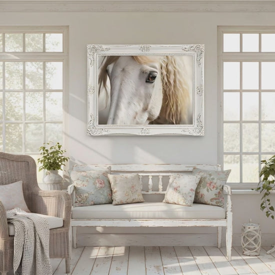 The Silent Strength White Horse Photorealism - Digital Artwork Equestrian Art