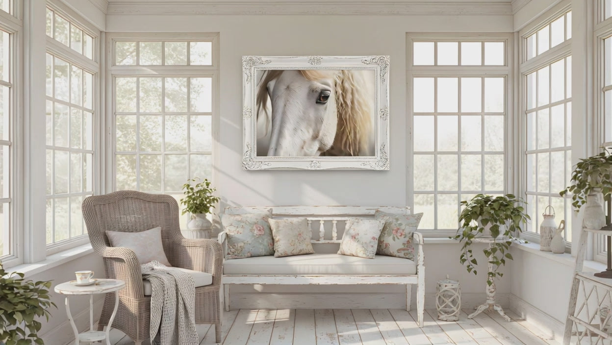 The Silent Strength White Horse Photorealism - Digital Artwork Equestrian Art