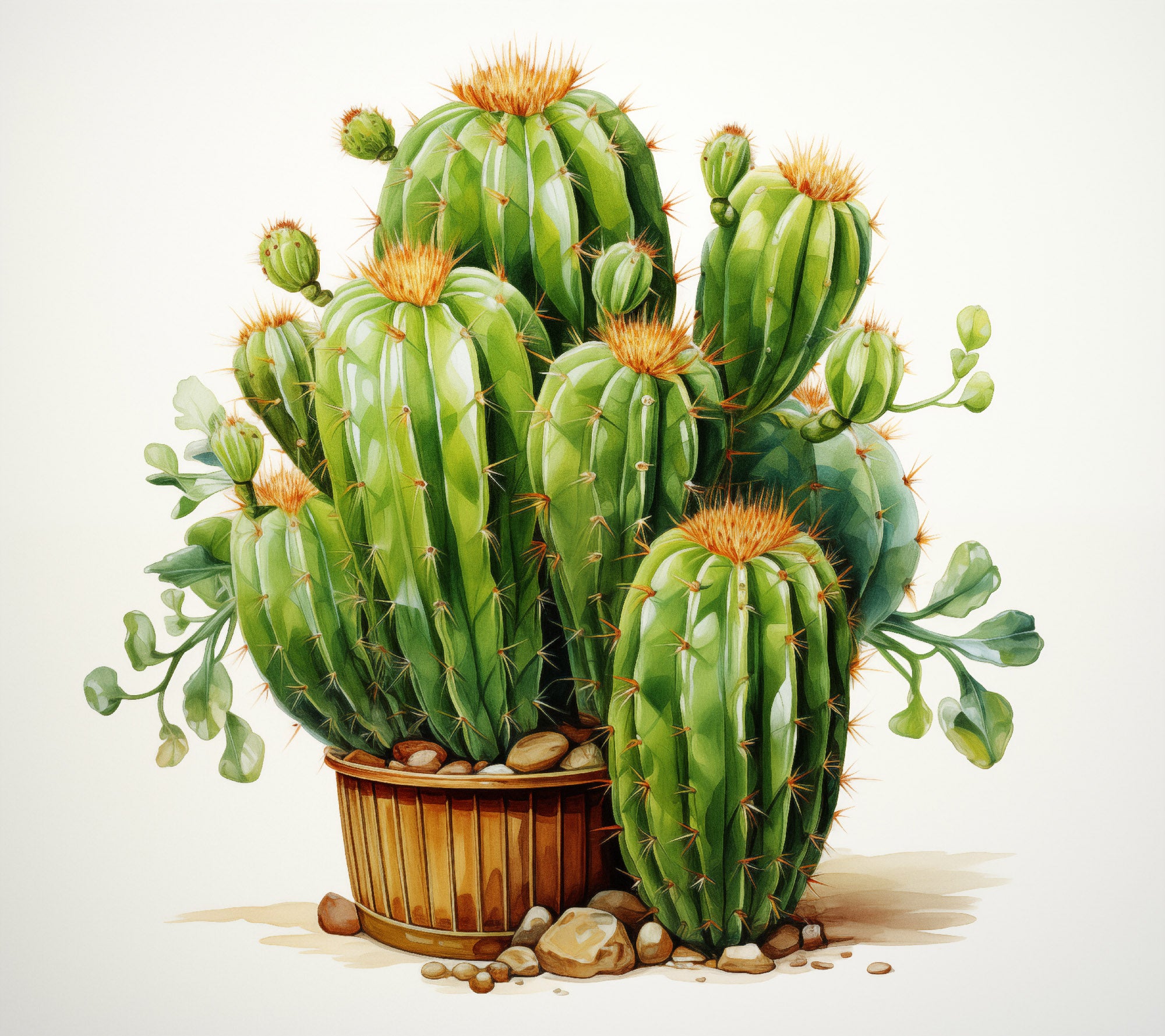 A short video of "A Collection of Cacti" - Illustration Pencil Drawing - Digital Artwork Canvas Wall Art Prints