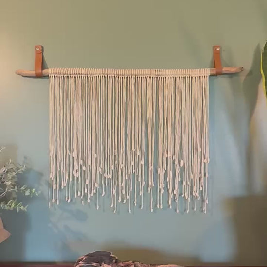 Modern Driftwood Macramé & Leather Wall Hanging