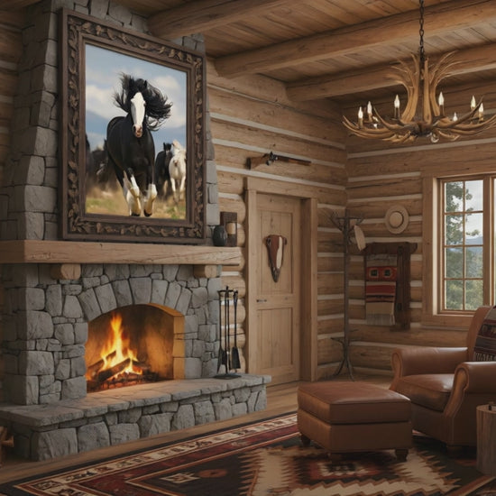 The Wild Run Rustic Wildlife Photorealism - Digital Artwork Equestrian Art