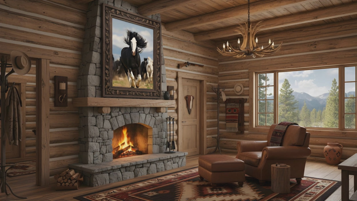 The Wild Run Rustic Wildlife Photorealism - Digital Artwork Equestrian Art