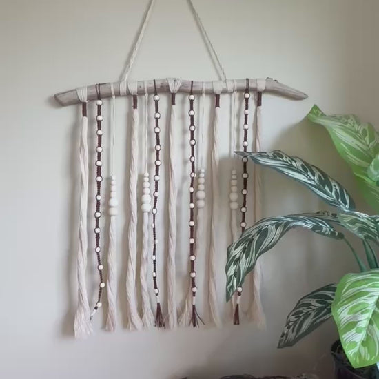 Artisanal Macramé and Driftwood Wall Hanging Texture Wall Art Video