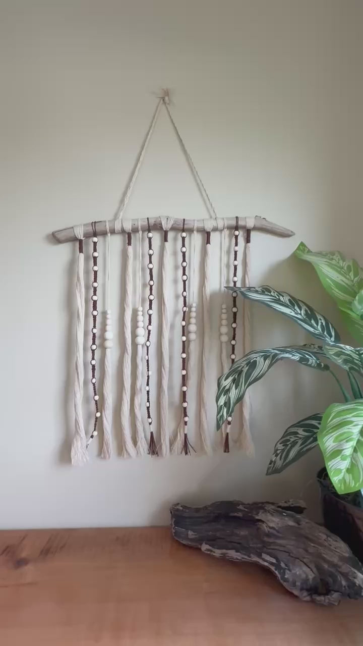 Artisanal Macramé and Driftwood Wall Hanging Texture Wall Art Video
