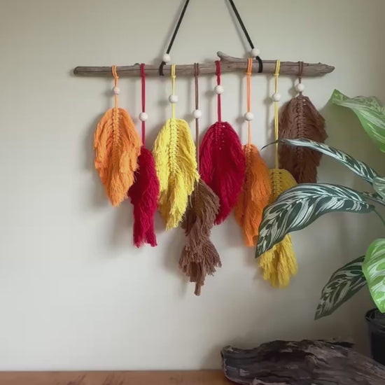 Handmade Abstract Autumn Leaf Macramé Wall Hanging Video