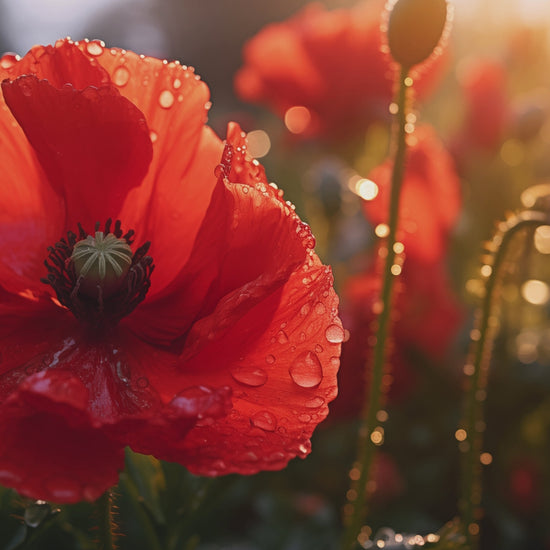 A Single Tear of Red Photorealistic Digital Floral Artwork Canvas Wall Art Prints