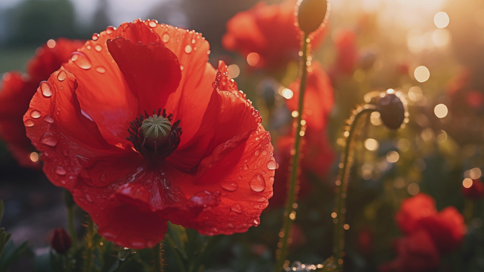 A Single Tear of Red Photorealistic Digital Floral Artwork Canvas Wall Art Prints