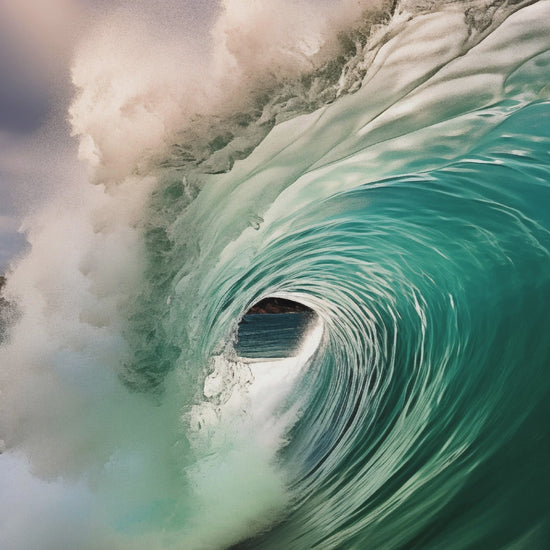 Aqua Embrace Photorealistic Digital Coastal Artwork Framed Wall Art Prints