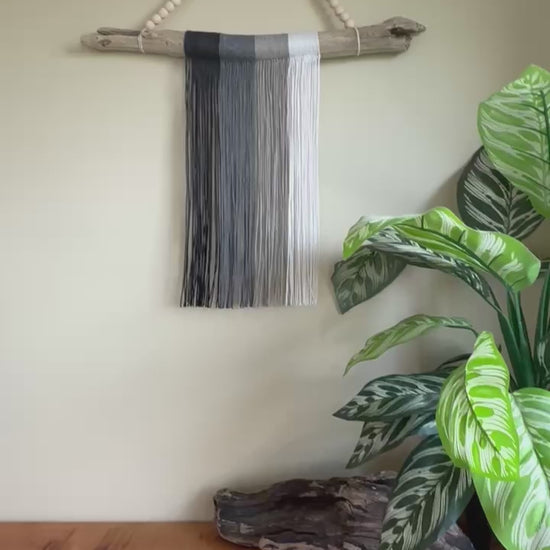 Macramé and Driftwood Wall Hanging Grayscale Texture Art Video