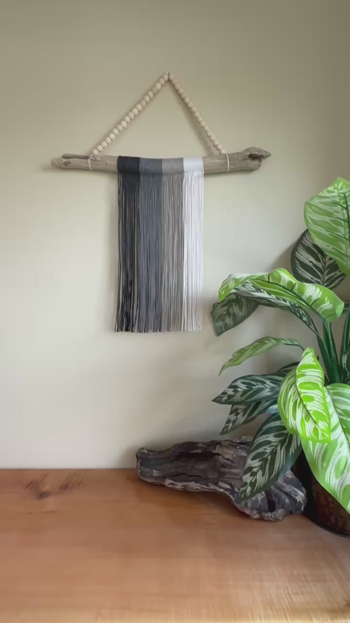 Macramé and Driftwood Wall Hanging Grayscale Texture Art Video