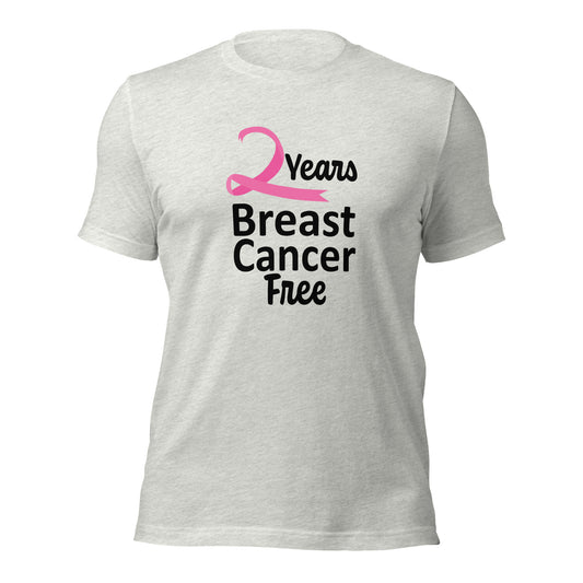 2 Years Breast Cancer Free Anniversary T-Shirt Pink Ribbon