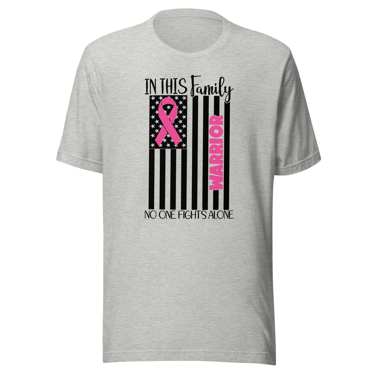 Nobody Fights Alone - Breast Cancer Awareness Pink Cancer Ribbon Flag Unisex T-shirt