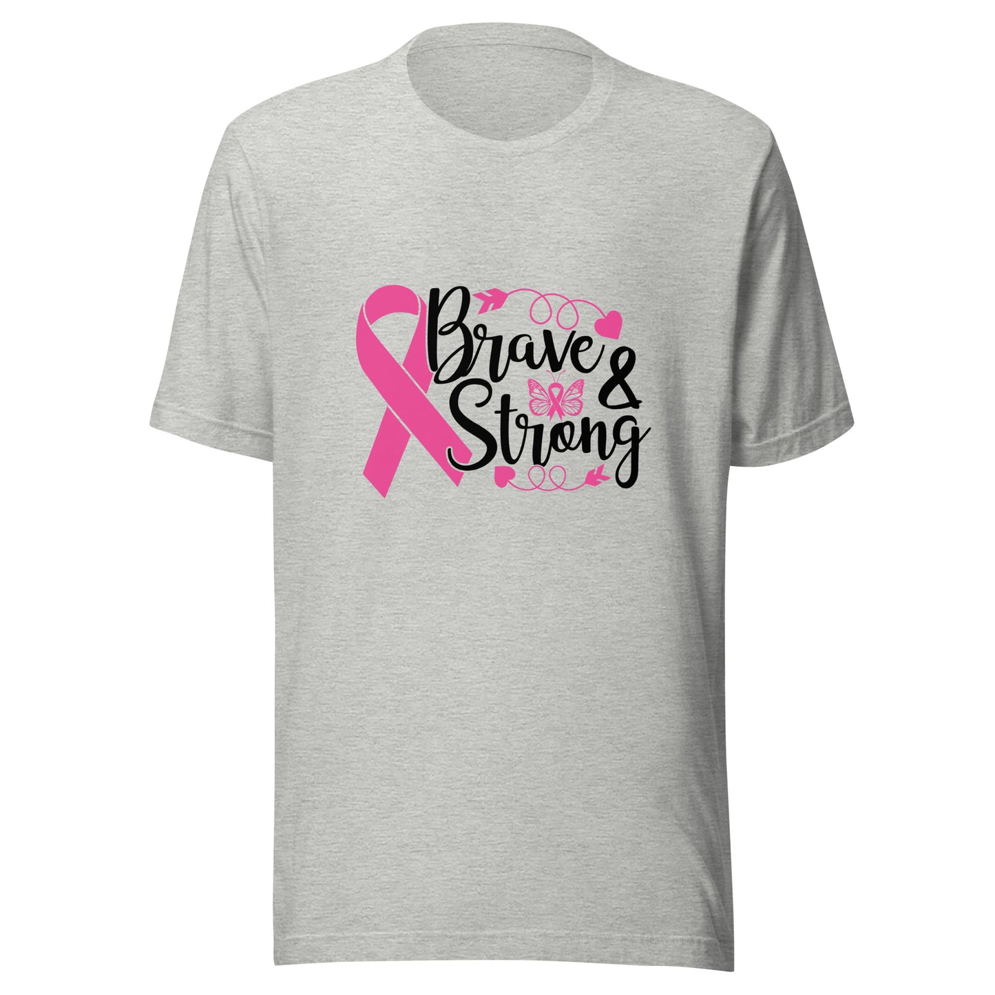 Brave and Strong - Breast Cancer Fighter Survivor Warrior Pink Cancer Ribbon Unisex t-shirt
