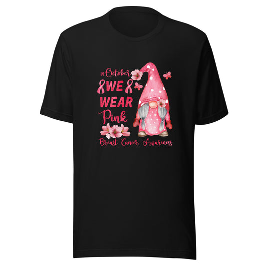 Breast Cancer Awareness Gnome - Pink Cancer Ribbon Support Unisex T-shirt
