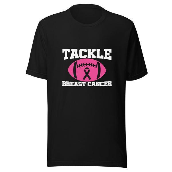 Tackle Breast Cancer Football Sport Awareness Support Pink Ribbon Unisex T-shirt