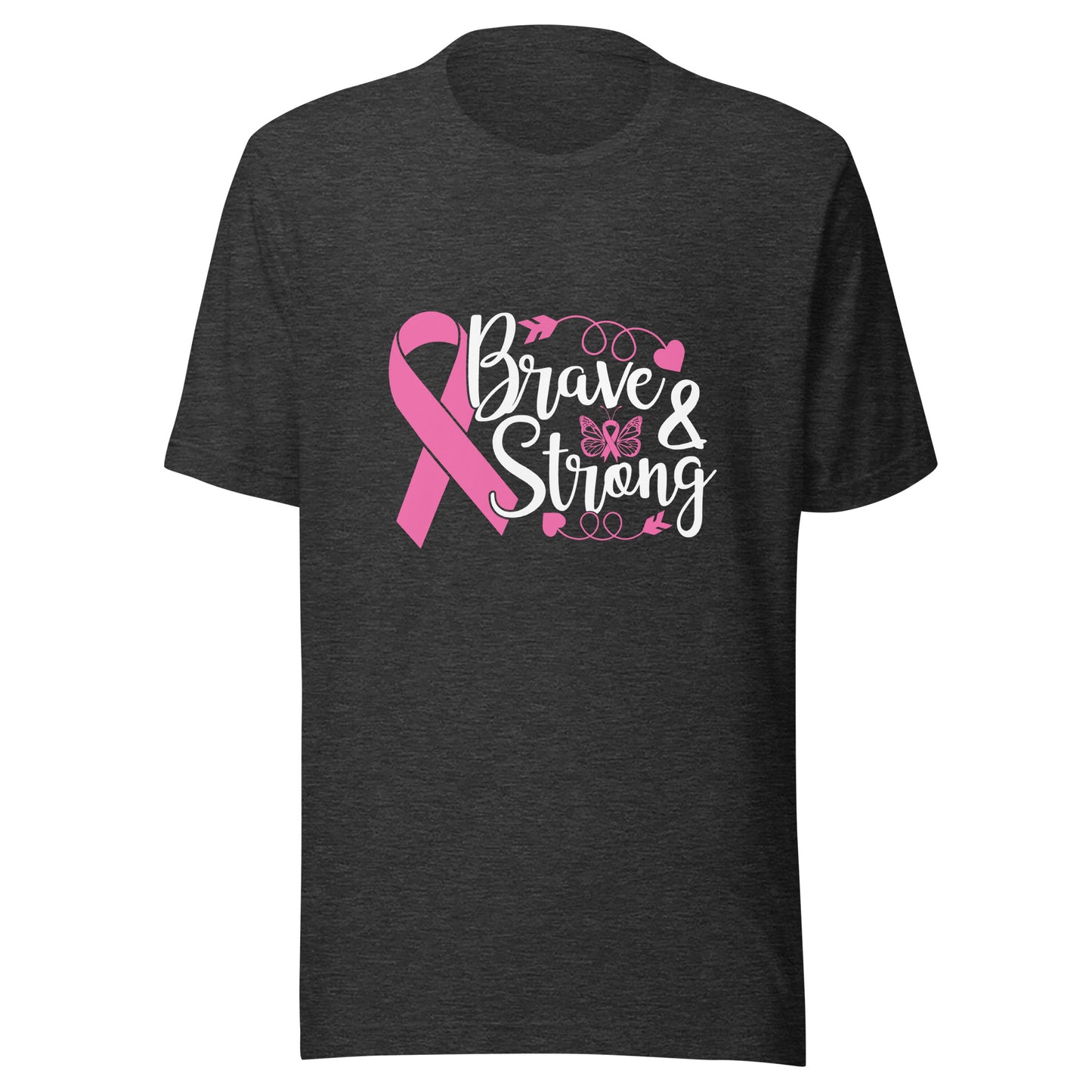 Brave and Strong - Breast Cancer Fighter Survivor Warrior Pink Cancer Ribbon Unisex t-shirt