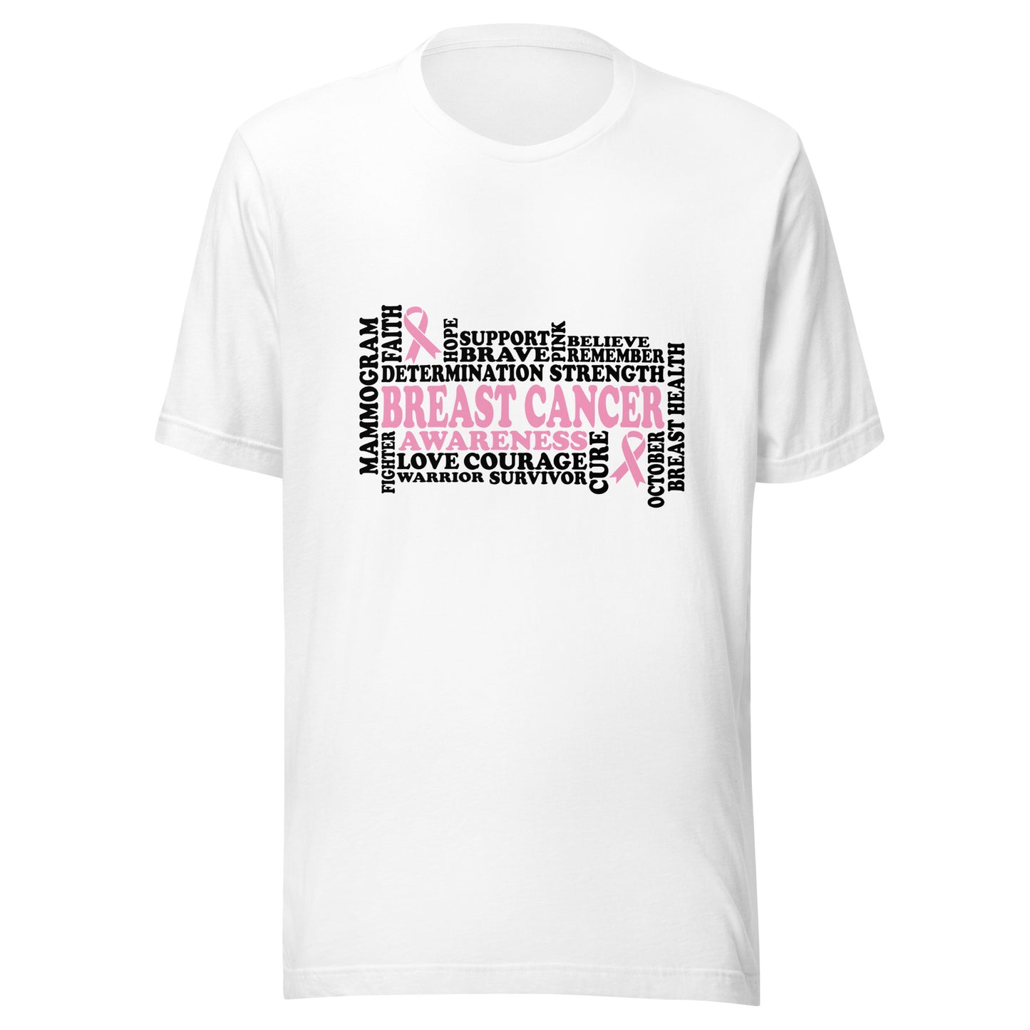 Breast Cancer Awareness Word Art and Sayings - Survivor - Pink Ribbon Unisex T-shirt