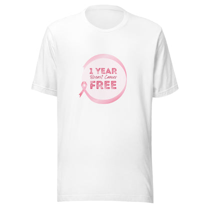 1 Year Breast Cancer Free Anniversary Celebration - Pink Ribbon Graphic Design