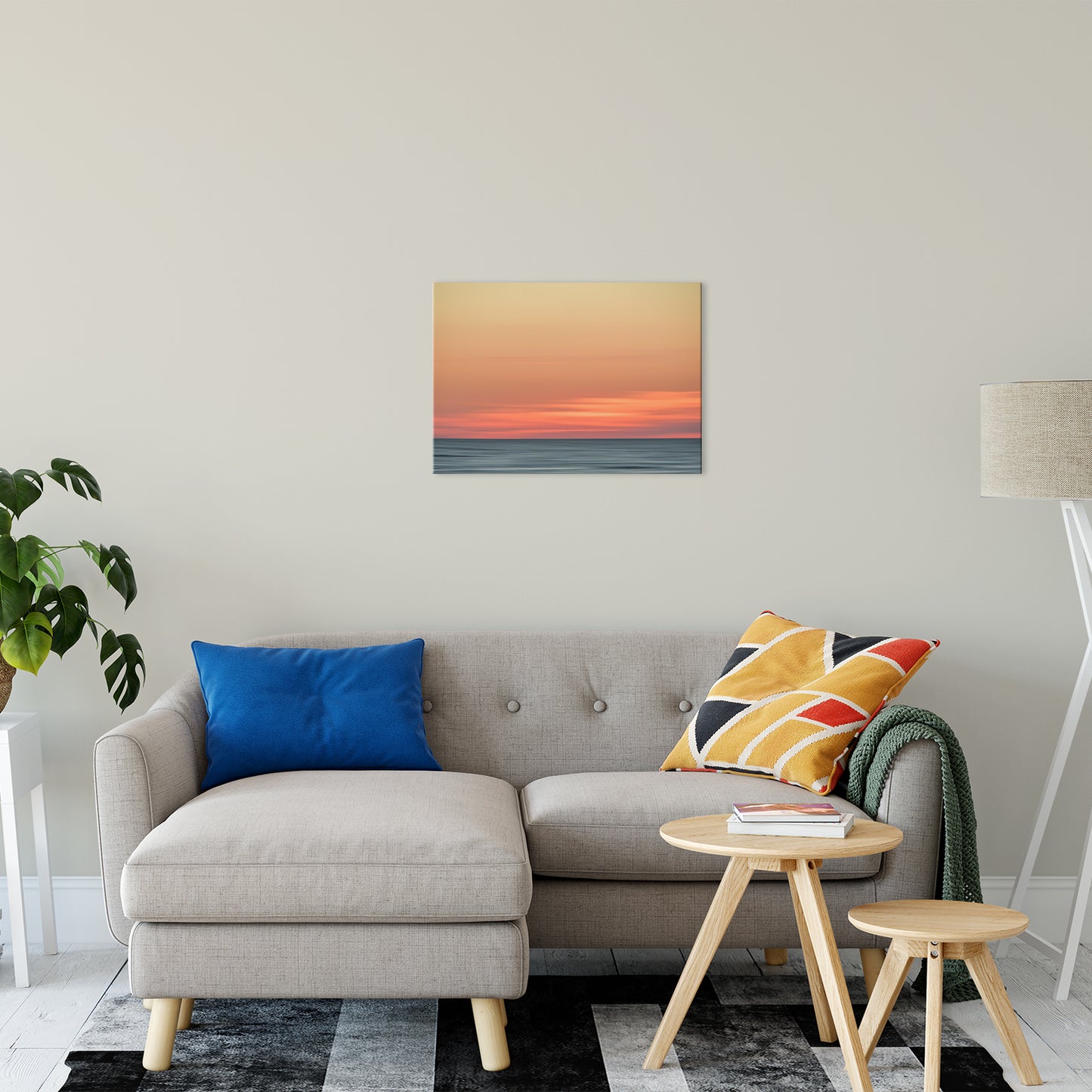 Nautical Wall Decor: Abstract Color Blend Ocean Sunset Coastal Landscape Fine Art Prints 20" x 24"