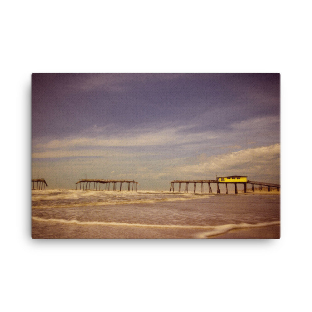 Coastal Canvas Pictures: Aged View of the Frisco Pier Beach / Coastal / Seascape / Rustic / Nature / Landscape Photograph Canvas Wall Art Print - Wall Decor - Artwork