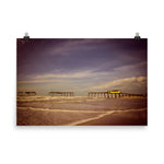 Large Canvas Beach Art: Aged View of the Frisco Pier Landscape Photo Loose Prints - Beach Decor Wall Art - PIPAFINEART