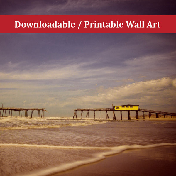 Gallery Wall Printables: Aged View of Frisco Pier Landscape Photo - DIY Beach Wall Art - Printable - PIPAFINEART
