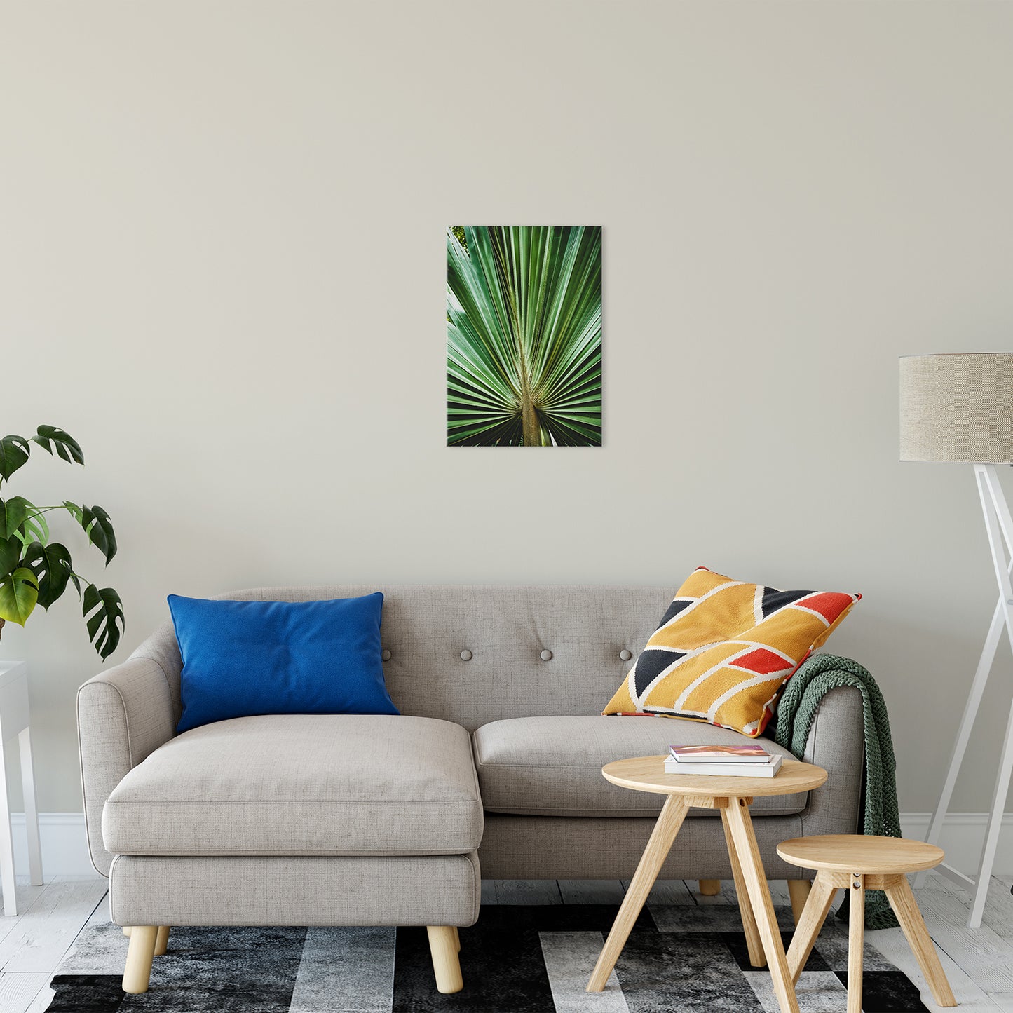 Tropical Abstract Wall Art: Aged & Colorized Wide Palm Leaves 2 Nature / Botanical Photo Fine Art Canvas Wall Art Prints 16" x 20" - PIPAFINEART