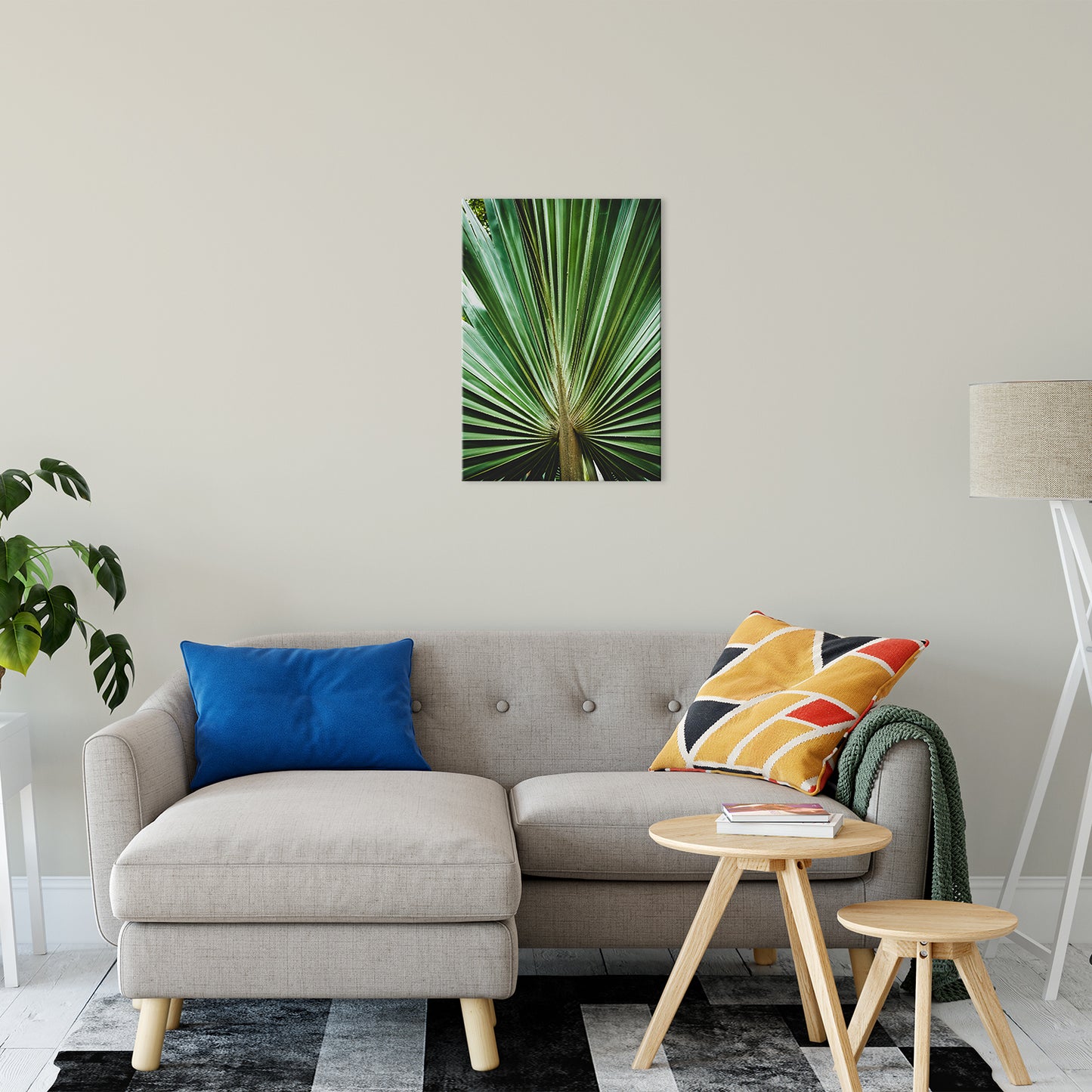 Abstract Leaf Wall Art: Aged & Colorized Wide Palm Leaves 2 Nature / Botanical Photo Fine Art Canvas Wall Art Prints 20" x 24" - PIPAFINEART