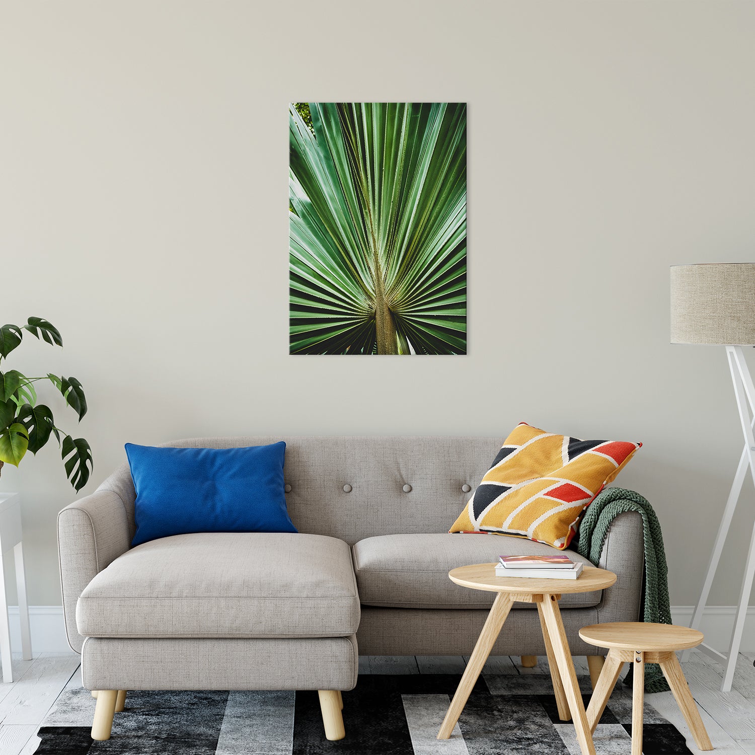Canvas Wall Art Tropical: Aged & Colorized Wide Palm Leaves 2 Nature / Botanical Photo Fine Art Canvas Wall Art Prints 24" x 36" - PIPAFINEART