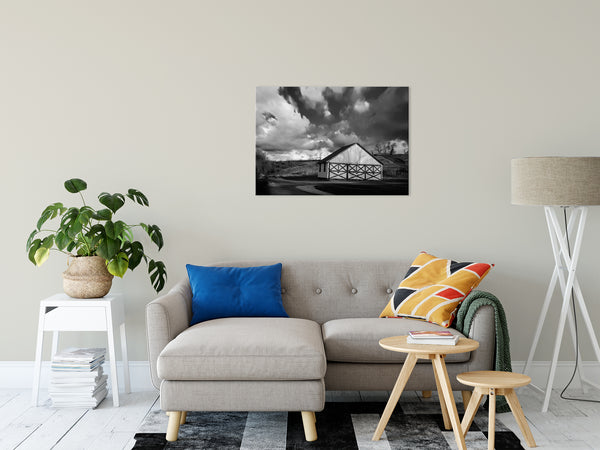 Black & White Wall Art: Aging Barn in the Morning Sun in Black & White Landscape Fine Art Canvas Wall Art Prints 24" x 36" - PIPAFINEART